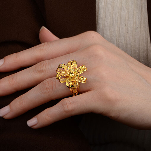 22 Ayar Altın Tül Yüzük (Taşsız, Sarı) - 4