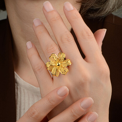 22 Ayar Altın Tül Yüzük (Taşsız, Sarı) - 5