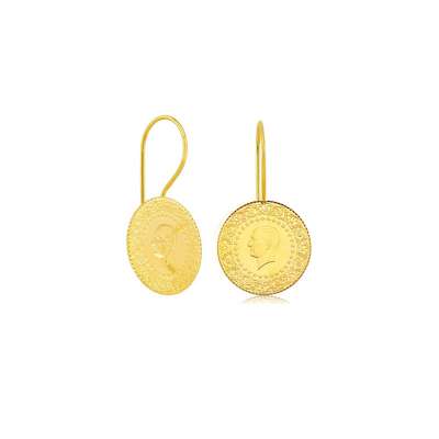 22 Ayar Çeyrek Altınlı Sallantılı Küpe - ENGİNGOLD