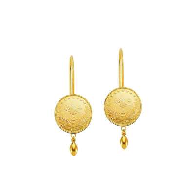 22 Ayar Reşat Çeyrek Altın Sallantılı Küpe - ENGİNGOLD