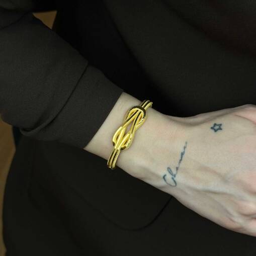 22 Ayar Altın Aşk Düğümü Kelepçe – Zarif ve Minimal Tasarım - 2