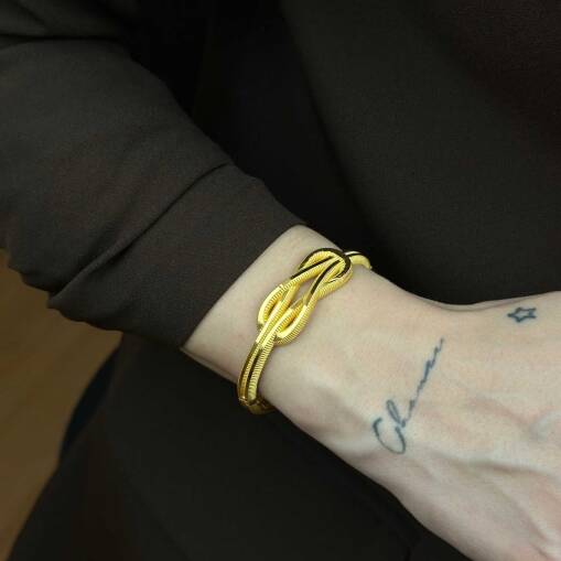 22 Ayar Altın Aşk Düğümü Kelepçe – Zarif ve Minimal Tasarım - 3