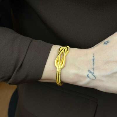 22 Ayar Altın Aşk Düğümü Kelepçe – Zarif ve Minimal Tasarım - 5