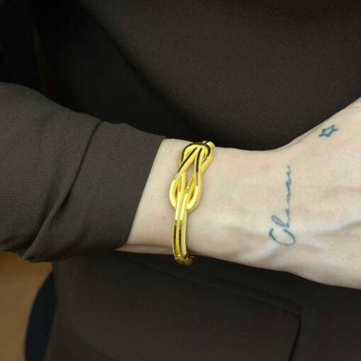 22 Ayar Altın Aşk Düğümü Kelepçe – Zarif ve Minimal Tasarım - 5