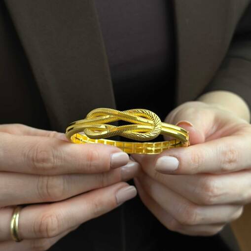 22 Ayar Altın Aşk Düğümü Kelepçe – Zarif ve Minimal Tasarım - 1