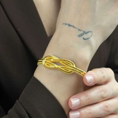 22 Ayar Altın Aşk Düğümü Kelepçe – Zarif ve Minimal Tasarım - 6