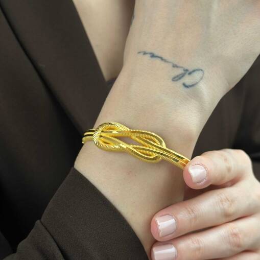 22 Ayar Altın Aşk Düğümü Kelepçe – Zarif ve Minimal Tasarım - 6