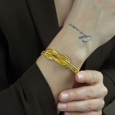 22 Ayar Altın Aşk Düğümü Kelepçe – Zarif ve Minimal Tasarım - 7