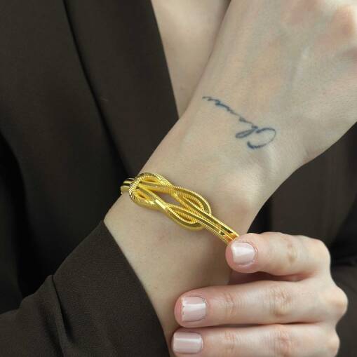 22 Ayar Altın Aşk Düğümü Kelepçe – Zarif ve Minimal Tasarım - 8