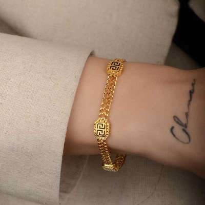 22k Altın Grek Model Zincir Bileklik - 2