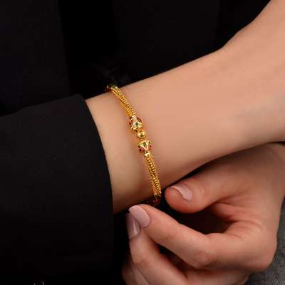 22k Altın Renkli Hint İşi Kelepçe Bilezik - ENGİNGOLD BRS