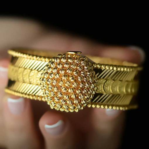 22k Altın Tuğralı Dorika Gülü Kelepçe Bilezik - 1
