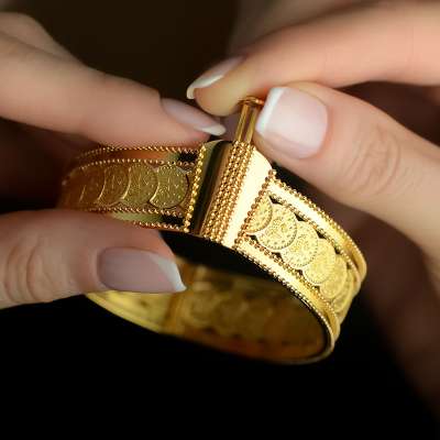 22k Altın Tuğralı Kelepçe Bilezik - 2