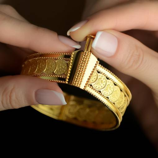 22k Altın Tuğralı Kelepçe Bilezik - 2