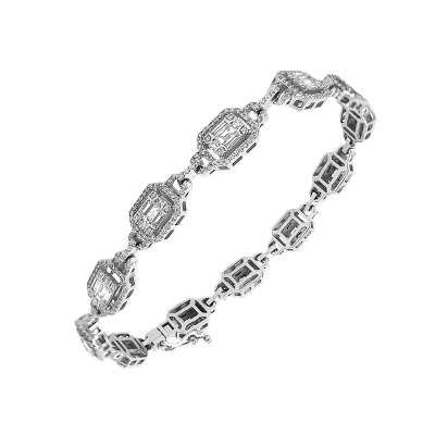 3.05ct Baget Taşlı Pırlanta Bileklik - ENGİNGOLD