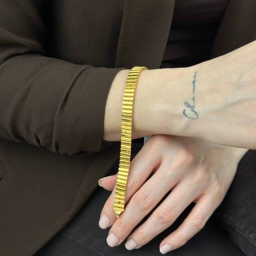 22 Ayar Altın Ajda Bileklik – Kalemli Sıralı Tasarım - 3