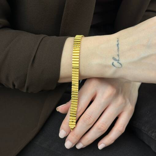 22 Ayar Altın Ajda Bileklik – Kalemli Sıralı Tasarım - 1