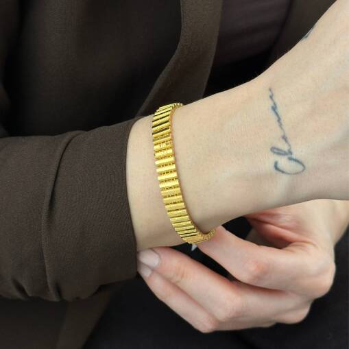 22 Ayar Altın Ajda Bileklik – Kalemli Sıralı Tasarım - 8