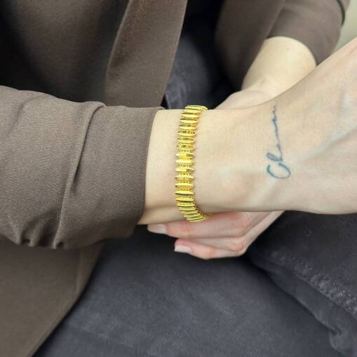 22 Ayar Altın Ajda Bileklik – Kalemli Sıralı Zarif Tasarım - 4