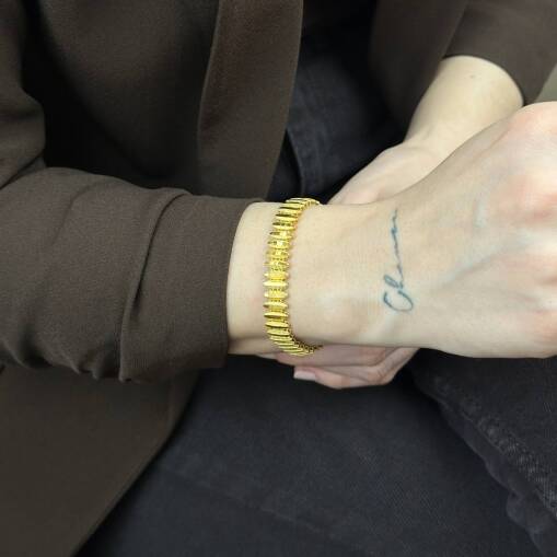 22 Ayar Altın Ajda Bileklik – Kalemli Sıralı Zarif Tasarım - 5