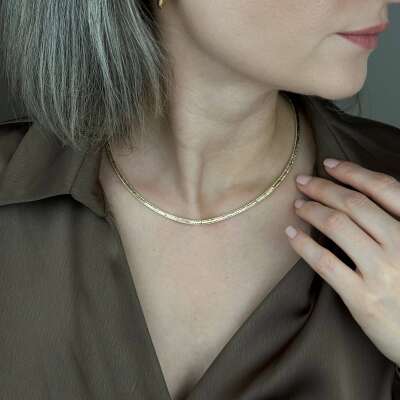 14 Ayar Altın Ajda Kolye – Kalemli Desen Zarif Tasarım - 2