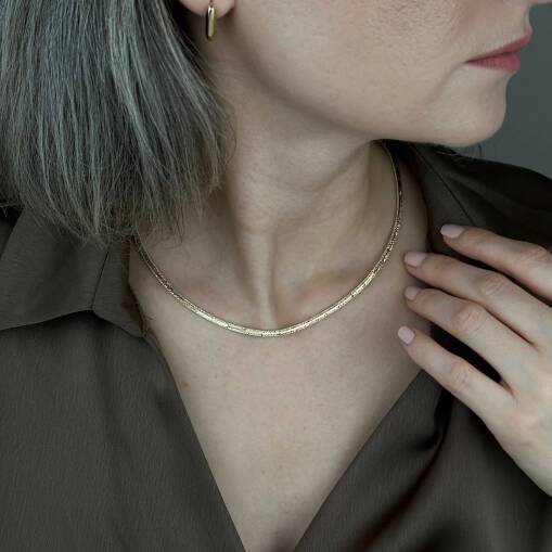 14 Ayar Altın Ajda Kolye – Kalemli Desen Zarif Tasarım - 3