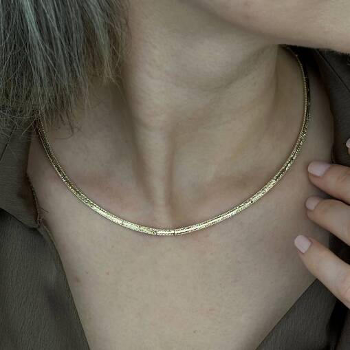 14 Ayar Altın Ajda Kolye – Kalemli Desen Zarif Tasarım - 4