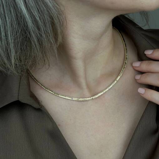 14 Ayar Altın Ajda Kolye – Kalemli Desen Zarif Tasarım - 1