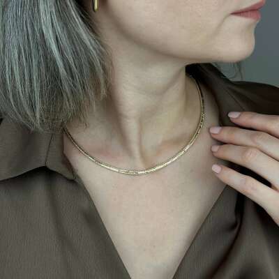 14 Ayar Altın Ajda Kolye – Kalemli Desen Zarif Tasarım - 5