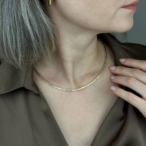 14 Ayar Altın Ajda Kolye – Kalemli Desen Zarif Tasarım - 5