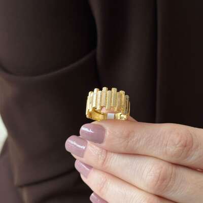 Ajda Yüzük – 14 Ayar Altın Ritim Işıltısı Tasarım - 4