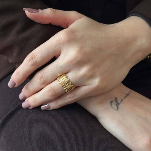 Ajda Yüzük – 14 Ayar Altın Ritim Işıltısı Tasarım - 5