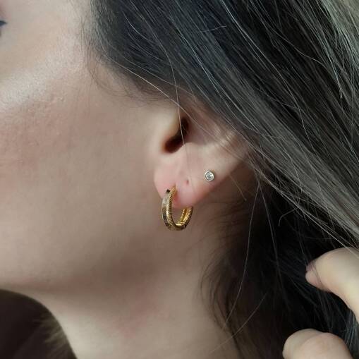 Altın Ajda Halka Küpe – 14 Ayar Zarif ve Şık Tasarım - 1