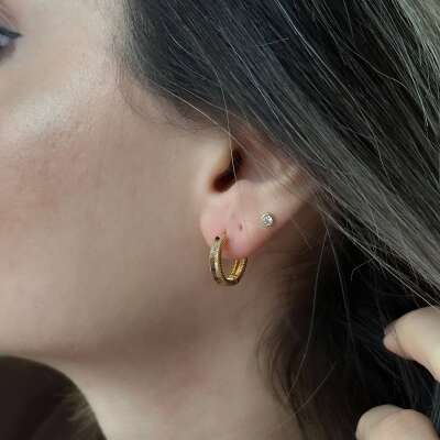 Altın Ajda Halka Küpe – 14 Ayar Zarif ve Şık Tasarım - 2