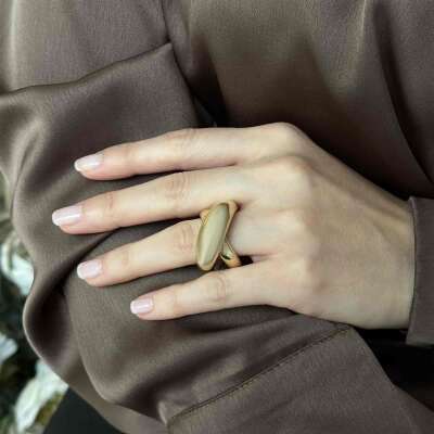 Bombe Formlu Tasarım Yüzük – Modern Altın Işıltısı - 3