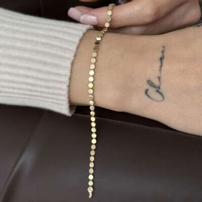 Altın Ezme Pullu Bileklik – Zarif ve Işıltılı Tasarım - ENGİNGOLD LİA