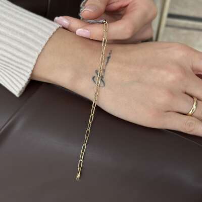 Altın İnce Taşlı Zincir Bileklik – Minimal Şıklık - ENGİNGOLD ALT