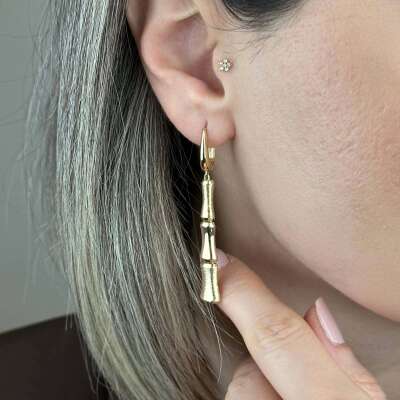 14 Ayar Altın Kemik Küpe – Zarif ve Minimal Tasarım - ENGİNGOLD ORA