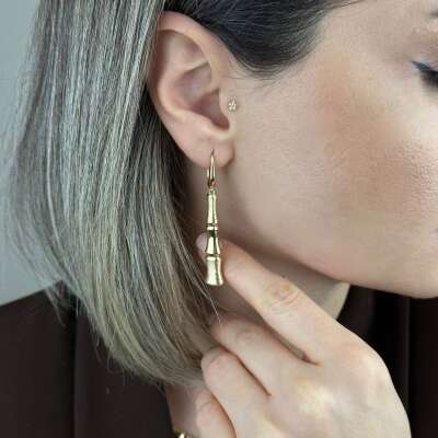 14 Ayar Altın Kemik Küpe – Zarif ve Minimal Tasarım - 2