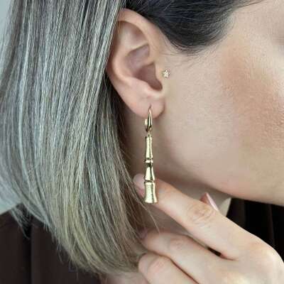 14 Ayar Altın Kemik Küpe – Zarif ve Minimal Tasarım - 3