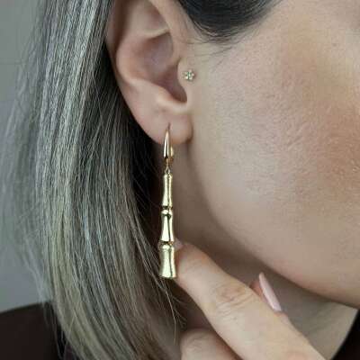 14 Ayar Altın Kemik Küpe – Zarif ve Minimal Tasarım - 5