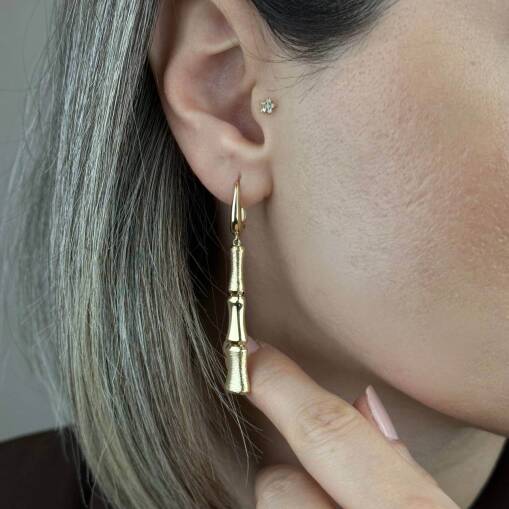 14 Ayar Altın Kemik Küpe – Zarif ve Minimal Tasarım - 5