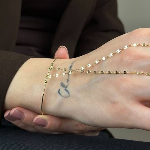 Şahmeran Takı 14 Ayar Altın Bileklik – Ayarlanabilir Kelepçe - 4