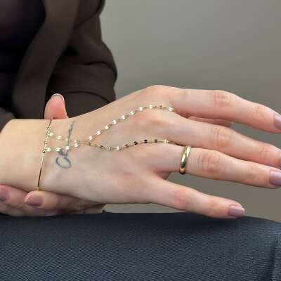 Şahmeran Takı 14 Ayar Altın Bileklik – Ayarlanabilir Kelepçe - 5