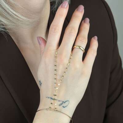 Şahmeran Takı 14 Ayar Altın Bileklik – Ayarlanabilir Kelepçe - 2