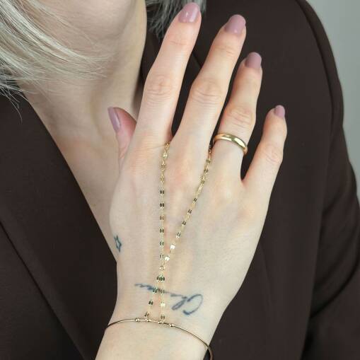 Şahmeran Takı 14 Ayar Altın Bileklik – Ayarlanabilir Kelepçe - 2