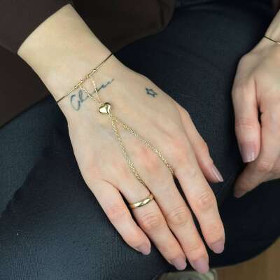 Kalp Şahmeran Bileklik – 14 Ayar Altın Ayarlanabilir Kelepçe