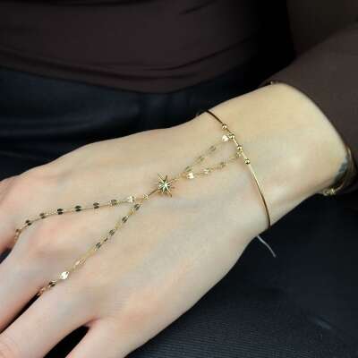 Kutup Yıldızı Şahmeran – 14 Ayar Altın Ayarlanabilir Bileklik - 2