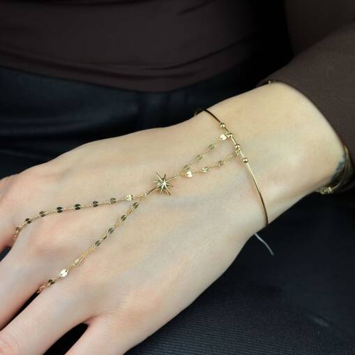 Kutup Yıldızı Şahmeran – 14 Ayar Altın Ayarlanabilir Bileklik - 2