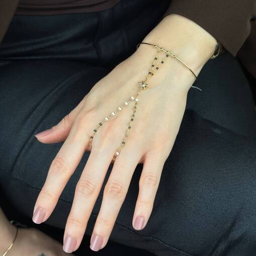 Kutup Yıldızı Şahmeran – 14 Ayar Altın Ayarlanabilir Bileklik - 4